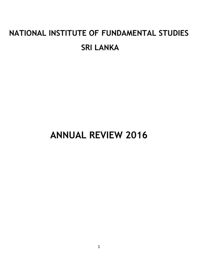 Annual Research Review Report 2016